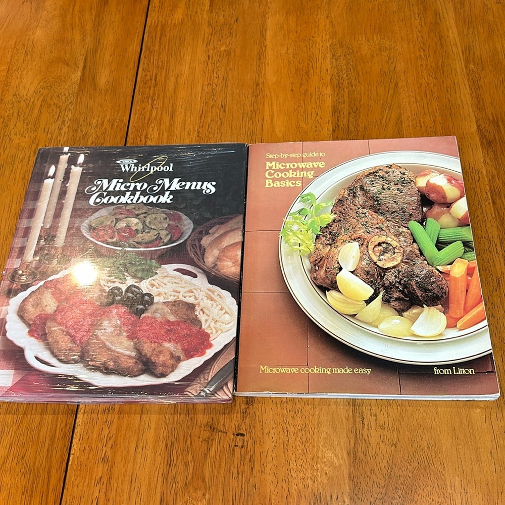 2- Microwave cookbooks. One is still in plastic by Whirlpool. The other Litton